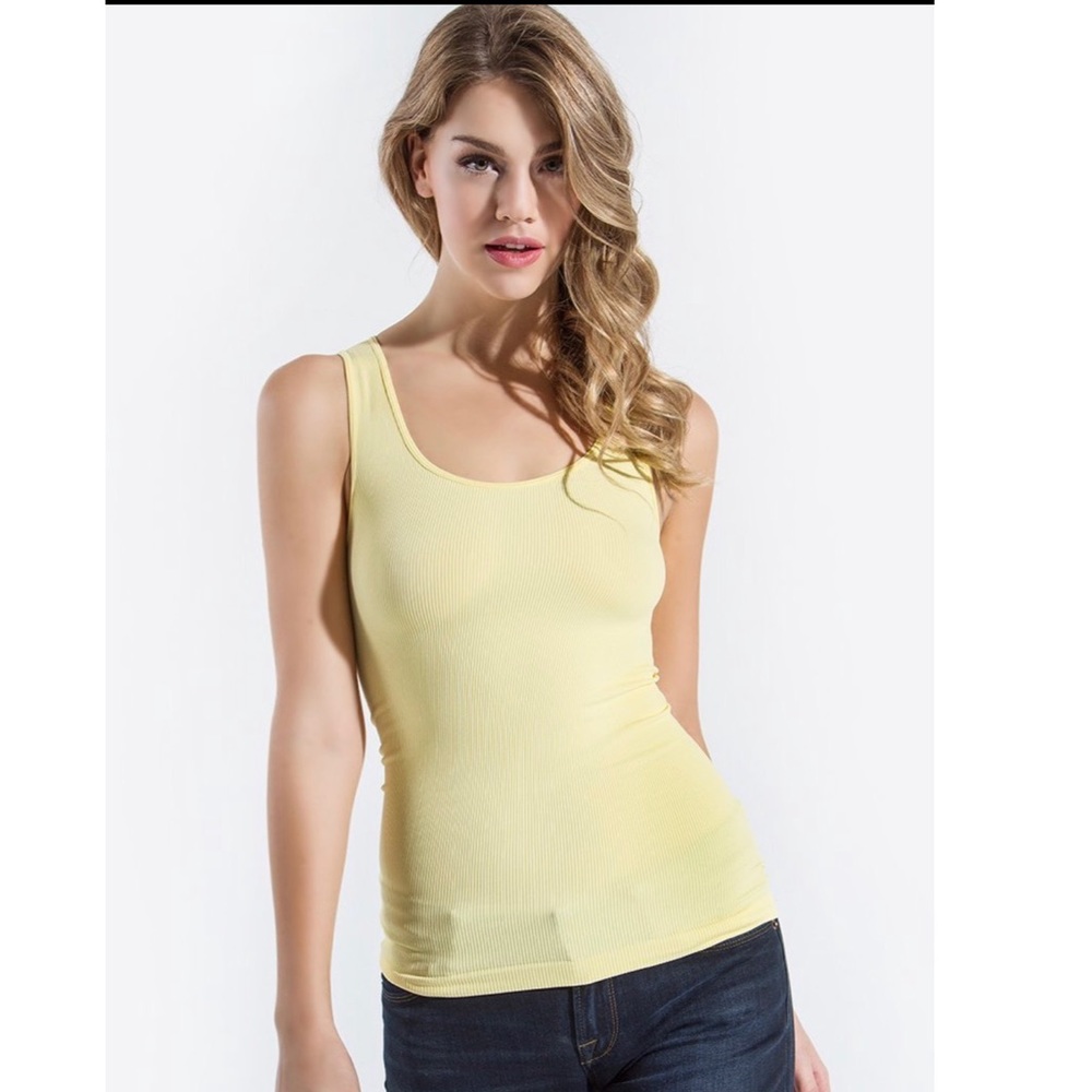 Yellow Ribbed Stretchy Tank